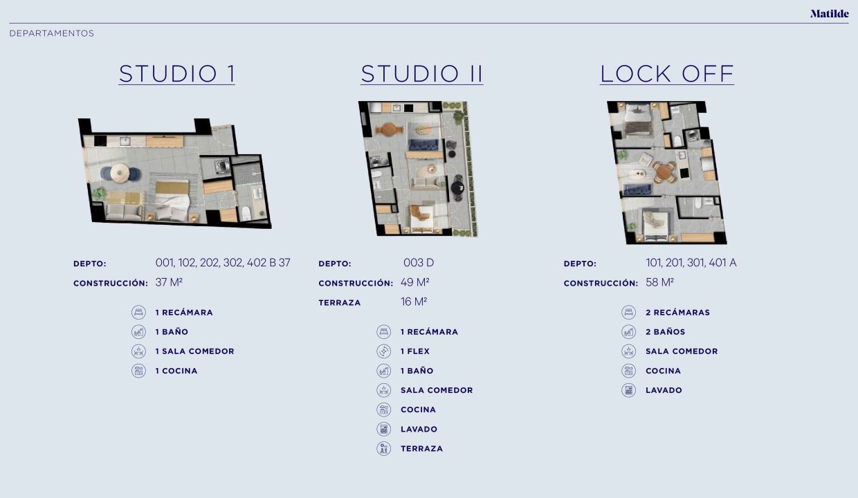 MATILDE_37m2_DEPARTAMENTO TIPO STUDIO I STUDIO II LOCK OFF